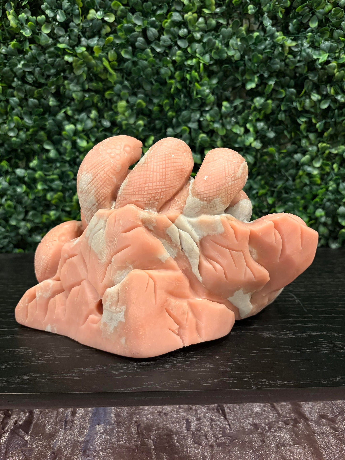 Pink Opal Medusa Skull Carving