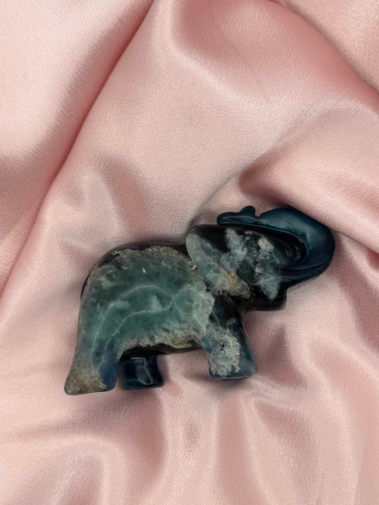 Blue Feather Fluorite Elephant