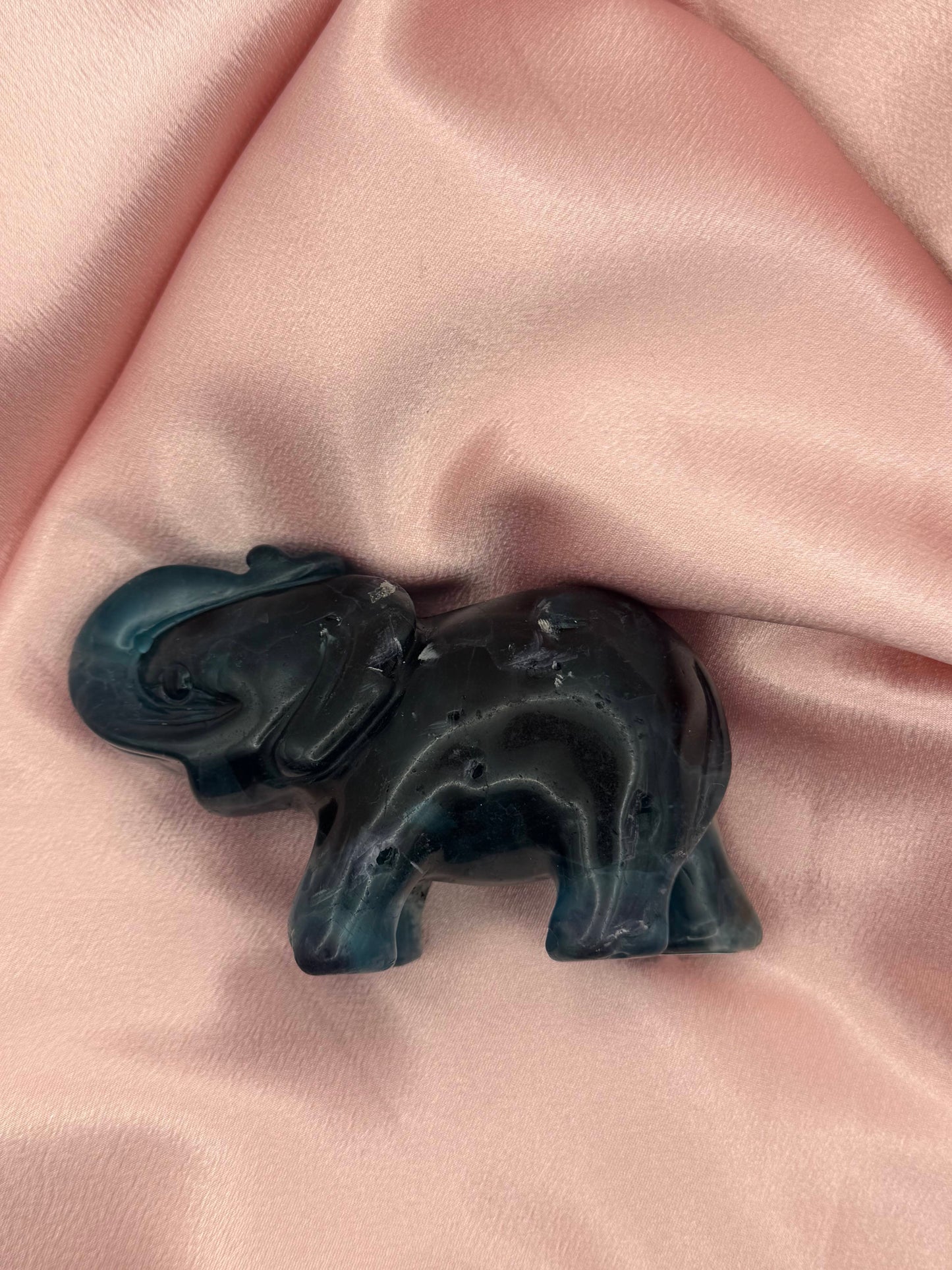 Blue Feather Fluorite Elephant