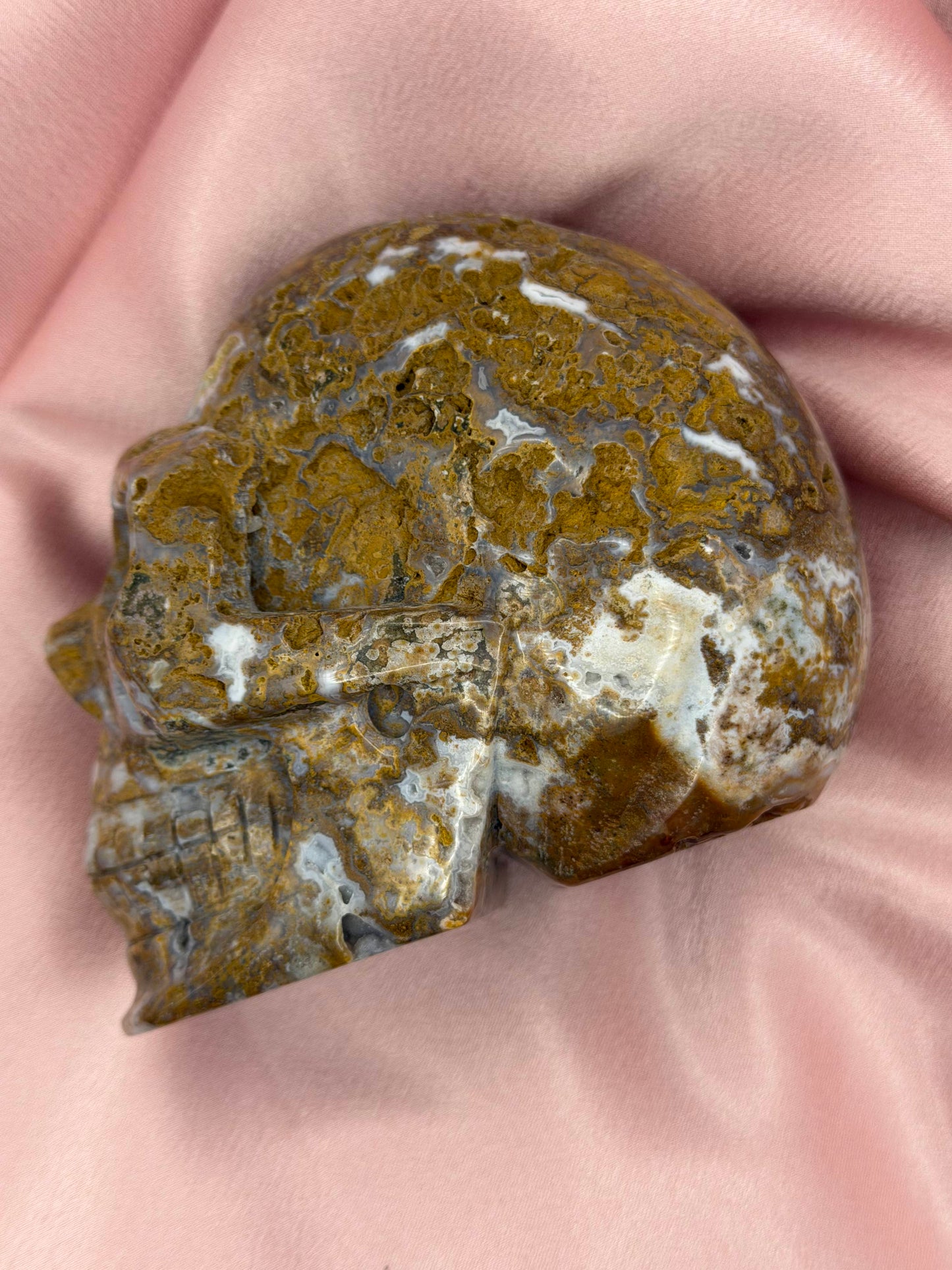 Yellow Druzy Ocean Jasper Skull