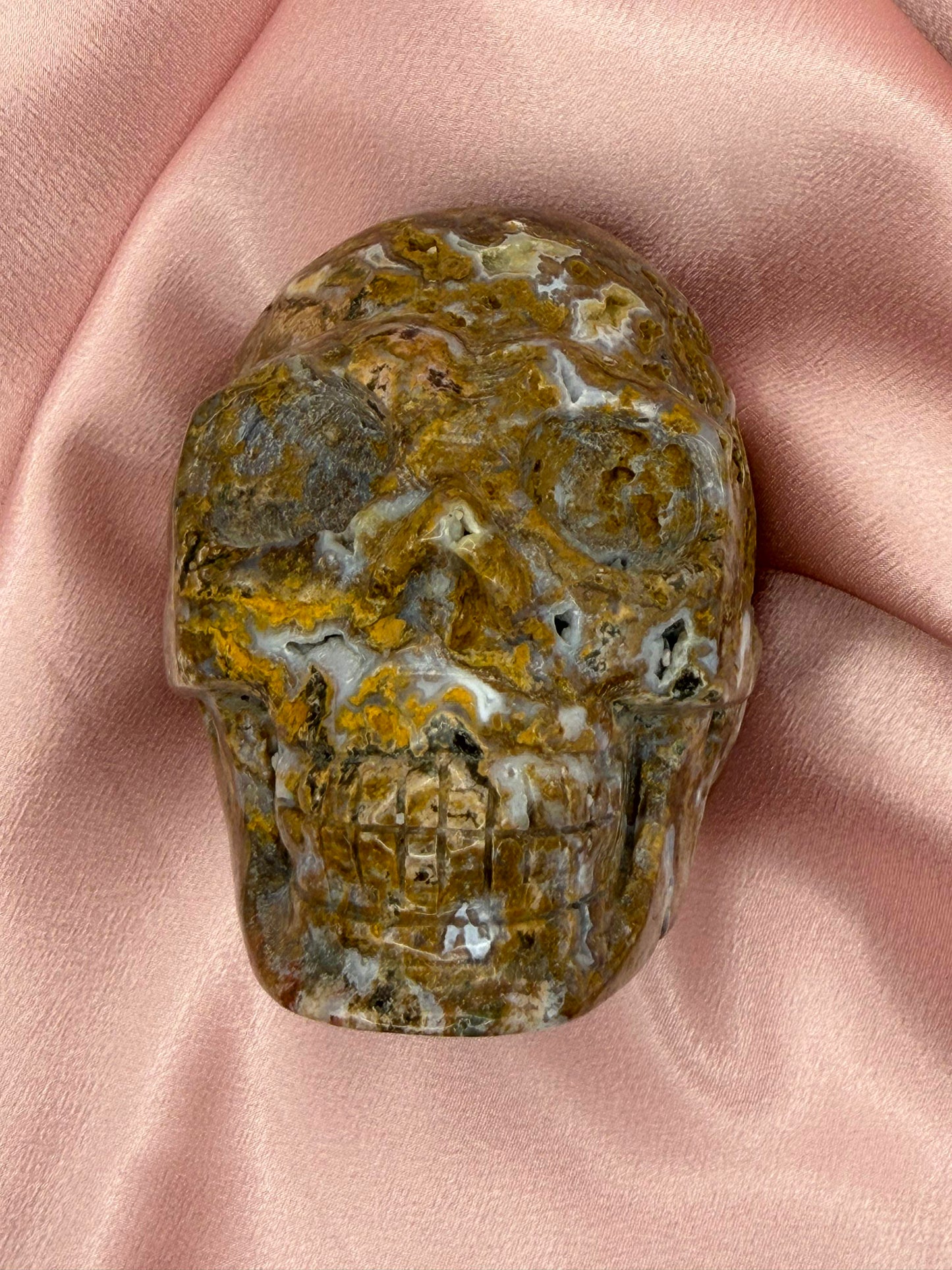 Yellow Druzy Ocean Jasper Skull