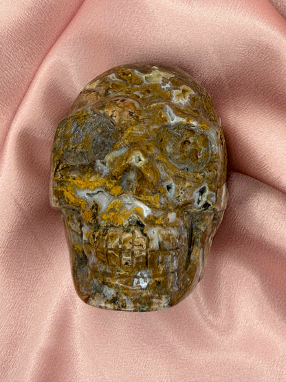 Yellow Druzy Ocean Jasper Skull